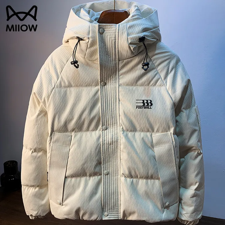 猫人男士连帽羽绒服秋冬季加厚保暖面包服新款轻奢痞帅男装外套