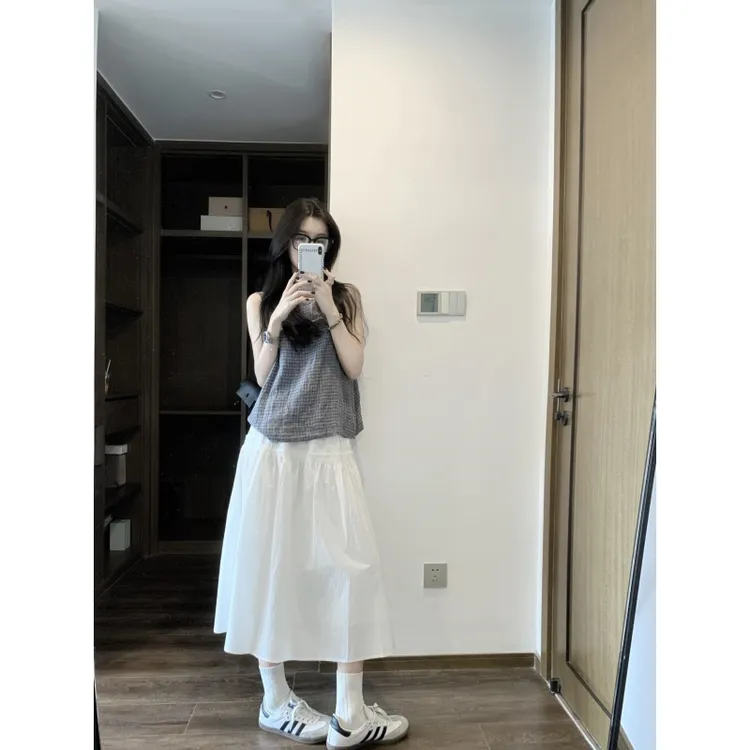 法式洋气休闲短袖上衣女夏季新款设计感高腰显瘦小众半身裙套装