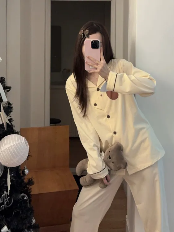 韩系帽子狗狗纯棉春秋季睡衣女休闲减龄长袖长裤可外穿家居服新款