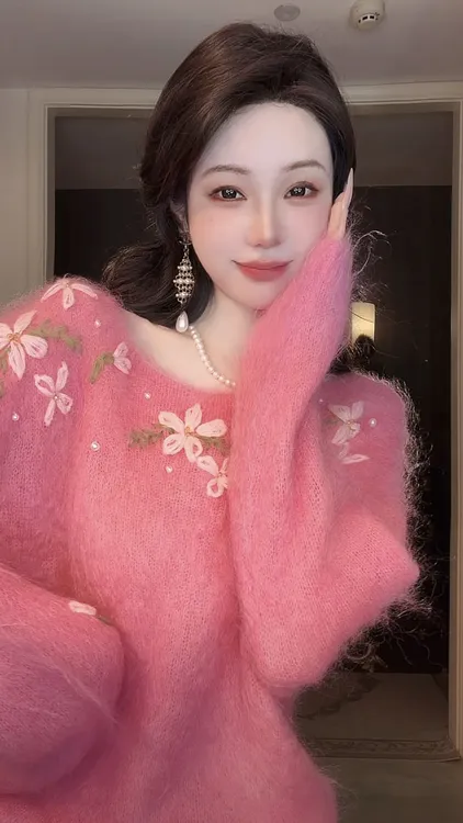 【雅乔定制】馥郁满肩 进口马海毛羊毛套头毛衣女秋冬DYDD-25070097