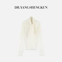 杨圣坤2025新品100%绵羊毛领结系带修身显瘦百搭长袖T恤S8259237