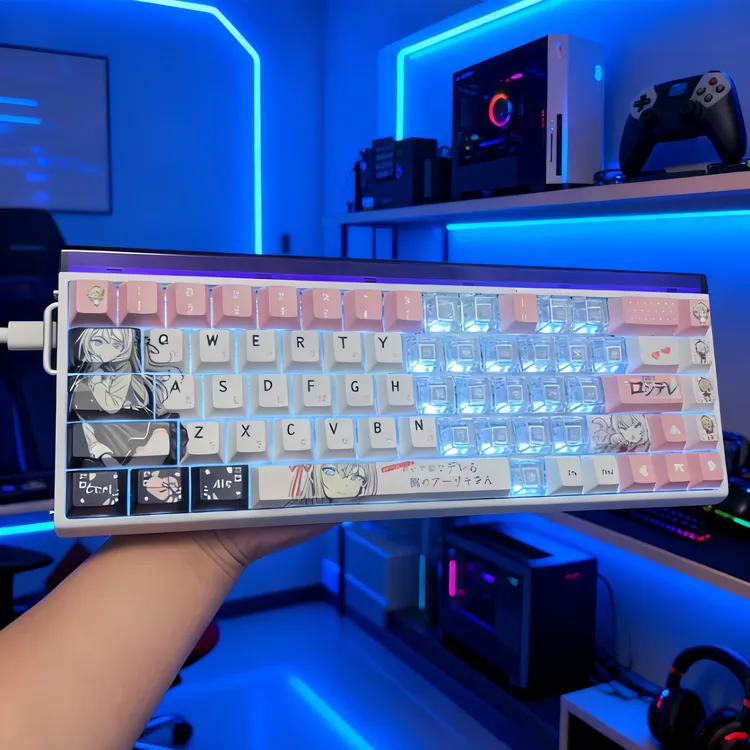 艾莉同学正刻键帽白透黑透全图案原厂PBT热升华正刻适配606568