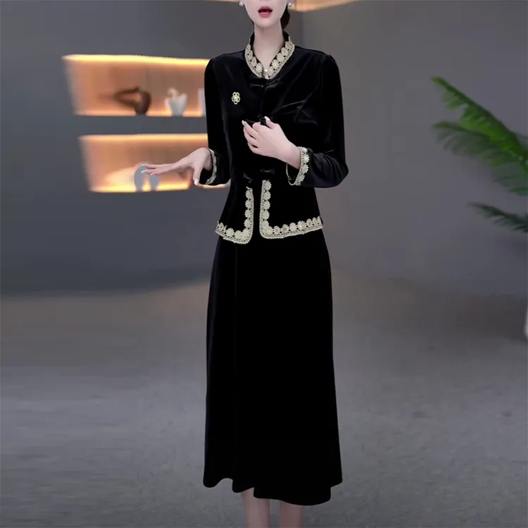 优雅时尚气质收腰减龄修身显瘦洋气大气上档次妈妈装轻熟风连衣裙