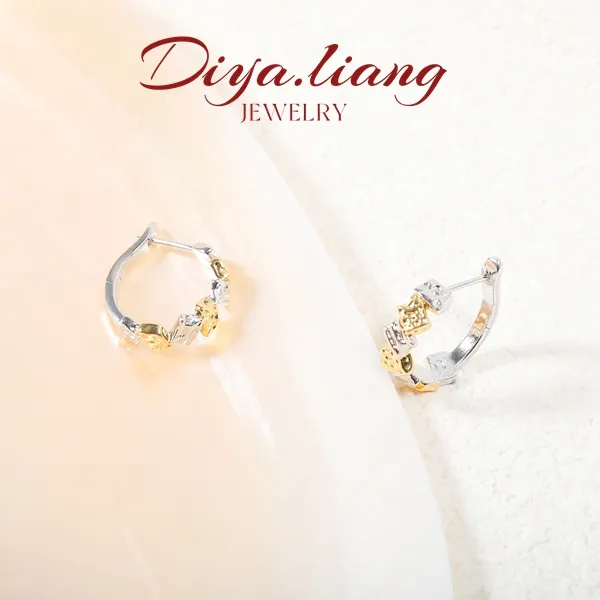 925银耳饰 梁雅帝新品【金银扑克骰子】设计款百搭时尚纯银耳饰