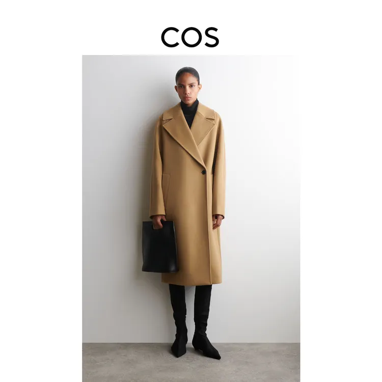 COS女装 宽松版型双排扣大衣驼色2025冬季新品1298577004