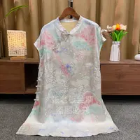 『云阁』新中式国风立领斜襟短袖2025新中式亭台楼阁飞袖奥黛