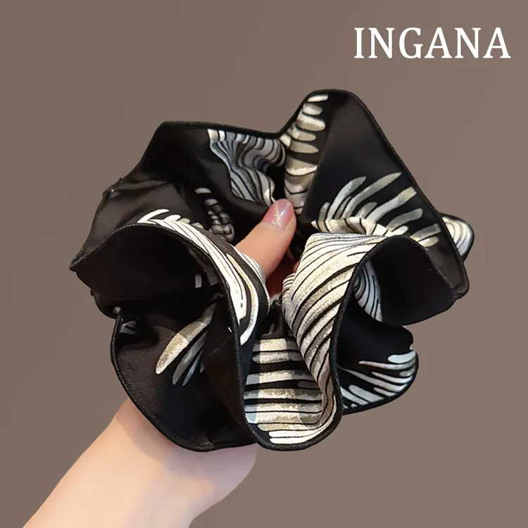 韩版复古百搭条纹缎面大肠发圈气质优雅撞色扎头发绳耐用皮筋女