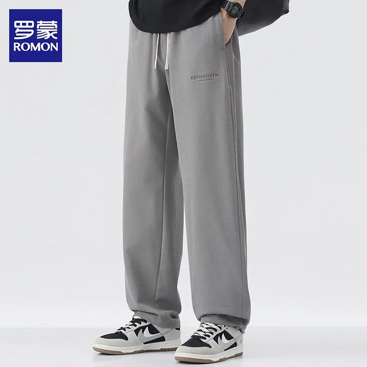 罗蒙男士休闲裤2025秋冬美式痞帅宽松直筒阔腿潮流运动长裤子男裤