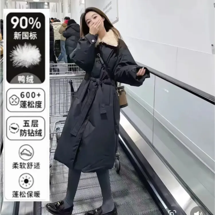 长款保暖羽绒棉服女冬季2025新款高级感保暖加厚加棉气质棉衣外套