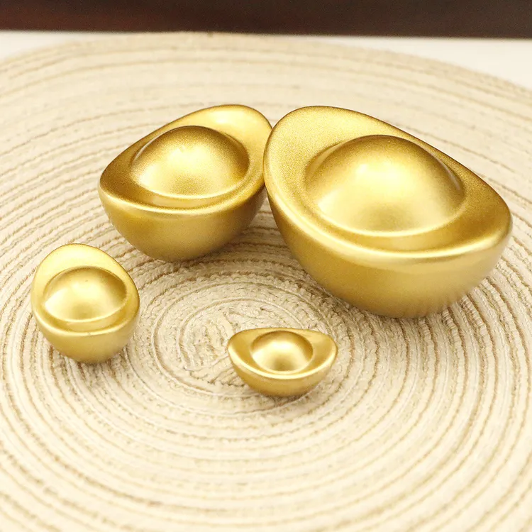 实心合金小元宝聚宝盆专用迷你元宝摆件仿金元宝工艺品复古创意