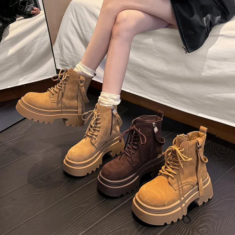 贾不假马丁靴女款2025新款秋冬复古时尚百搭显瘦厚底小个子短靴子