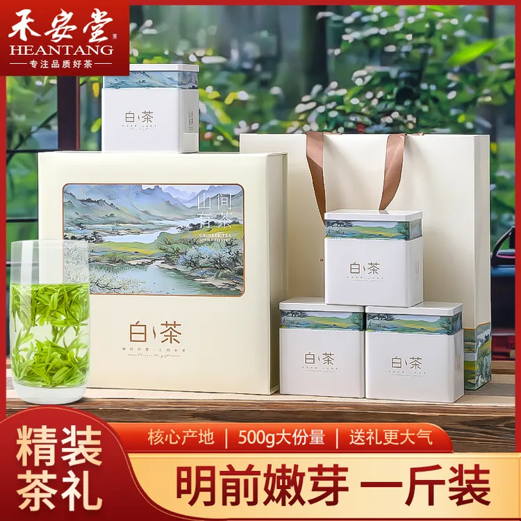 禾安堂安吉白茶旗舰店2025年新茶叶节日送礼长辈绿茶礼盒装1斤装