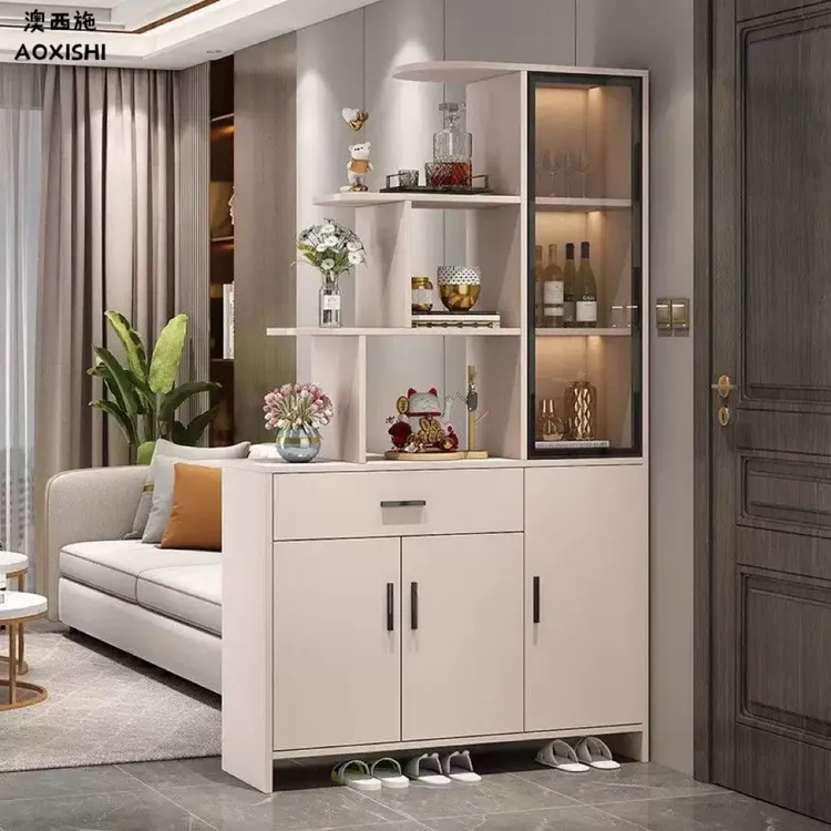 澳西施实木玄关柜鞋柜一体入户柜现代简约进门屏风客厅隔断置物架