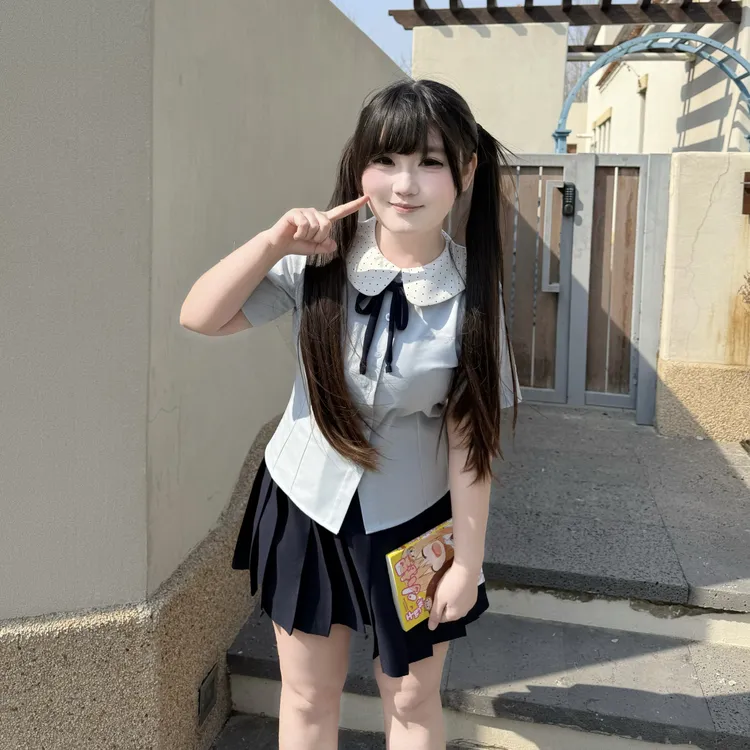 【青空学院】蜜罐娃娃jk短袖衬衫夏季制服套装收腰衬衫蓝粉色刺绣款