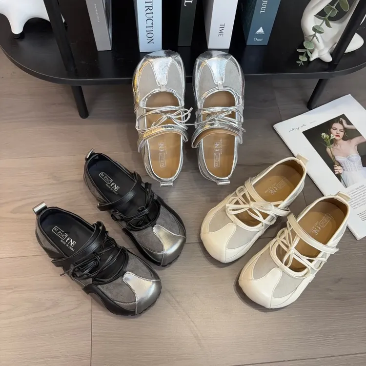 玛丽珍鞋子女ins潮牌百搭2025新款蝴蝶结小众绑带浅口平底芭蕾鞋