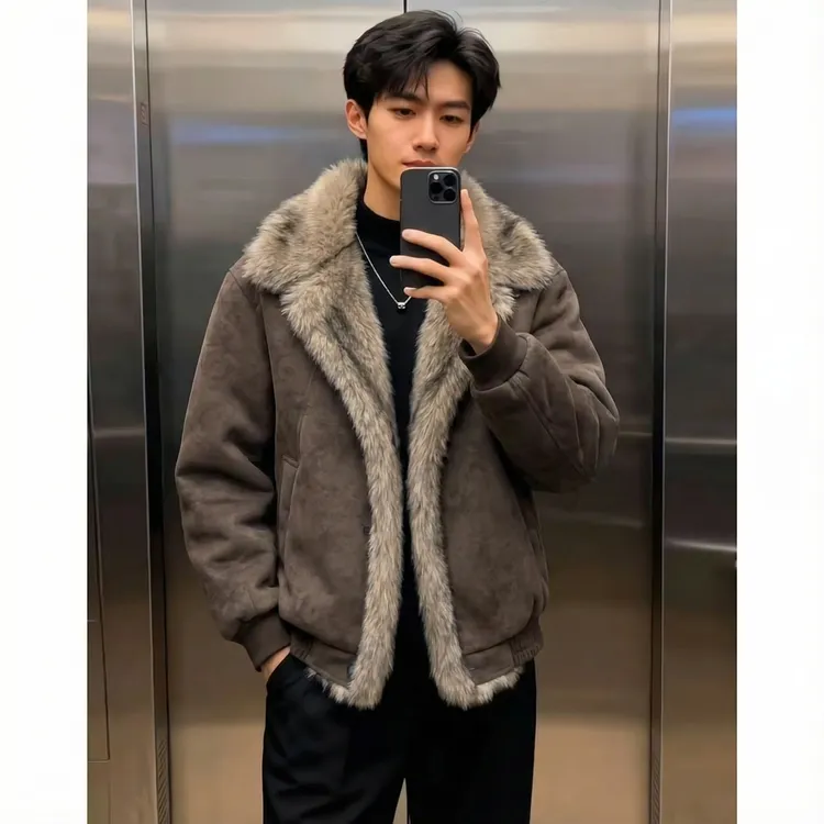 高级感男装保暖加厚夹克洋气高贵上衣冬季男士棉衣座山雕男款外套