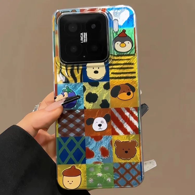 适用苹果16手机壳漩涡IMD华为p撞色宫格jallycat玩偶mate新款小米