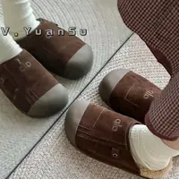 【大霏推荐】真皮羊羔毛勃肯鞋厚底包头半拖鞋女外穿懒人一脚蹬拖鞋