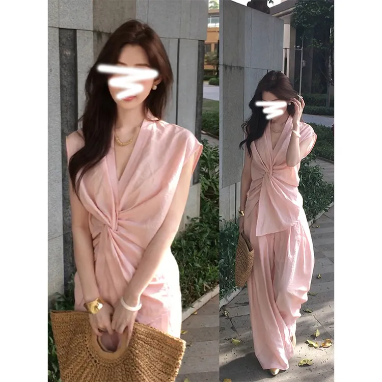 高冷御姐气质穿搭一整套装女夏季清冷感贵系背心上衣阔腿裤两件套