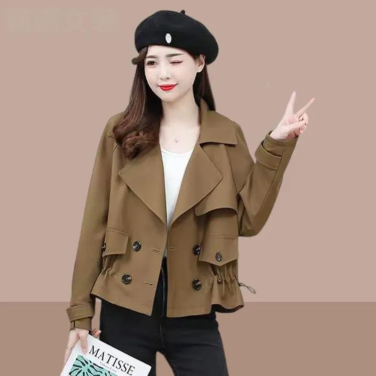 短款风衣女士2025春秋季新款小个子高级感气质上衣双排扣外套爆款