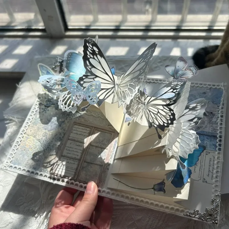 同款蝴蝶立体书全套手工材料包送闺蜜女友立体蝴蝶贺卡礼物