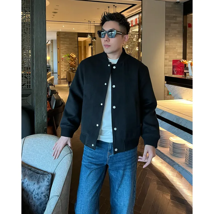 【白月光棒球服】冬季重磅羊毛混纺夹棉夹克男士新款休闲装外套上衣