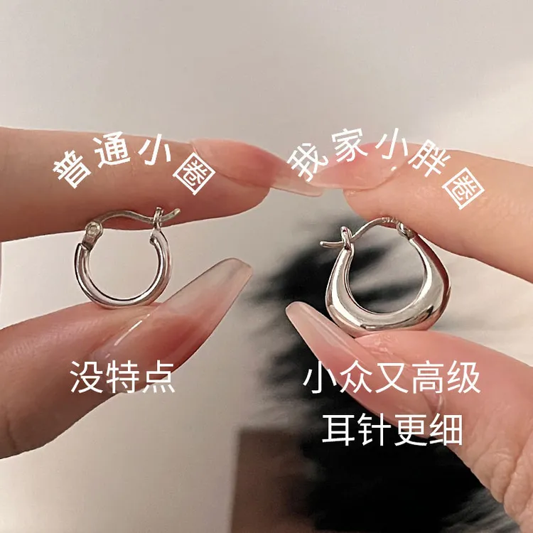 925银耳饰 S925纯银耳环小众设计感高级素圈新款潮女重工耳钉耳饰