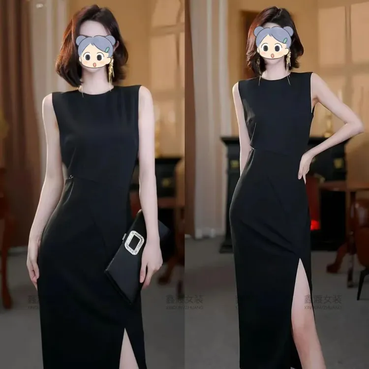 2025夏季新款时尚显瘦气质女士网红洋气连衣裙百搭款D5783