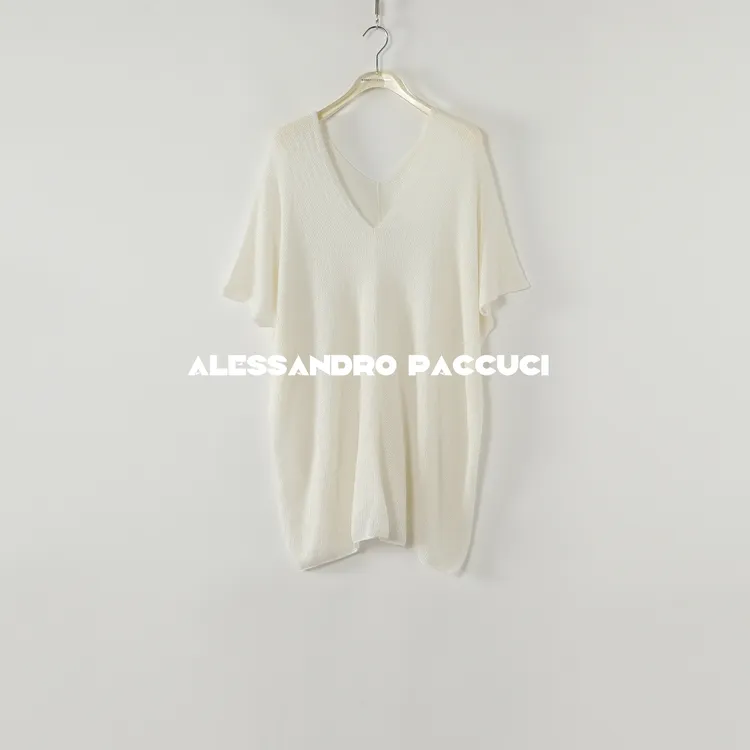 AP洛哥52100ST【静若】100亚麻双V领镂空编织斗篷罩衫百搭套头衫