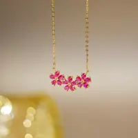 【歪歪】红宝花花锁骨链3*4（黄）（多样性发一）XB-H7222