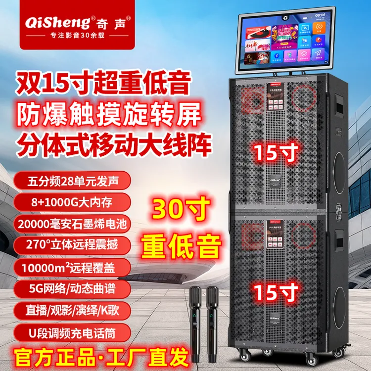 奇声新款一对15寸音响户外广场蓝牙大功率家用舞台演出重低音箱