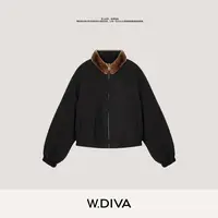 W.Diva【织暖】巴恩风可拆卸水貂毛领90白鹅夹克羽绒服女54C243141