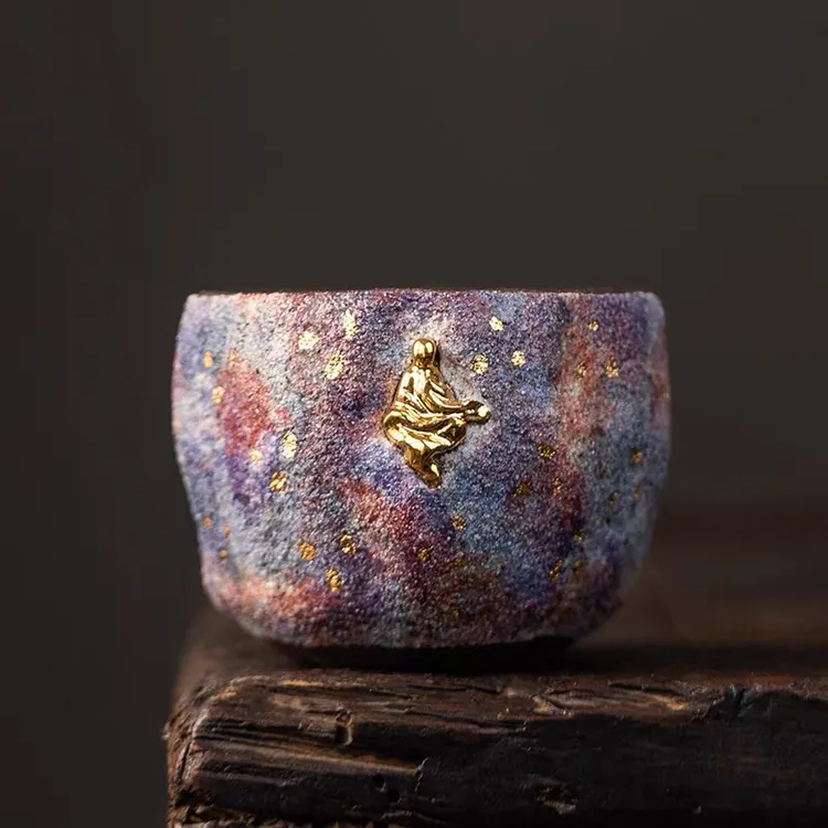 岩矿主人杯纯手工单杯禅意悟道杯日式复古茶杯创意茶盏柴烧无相杯