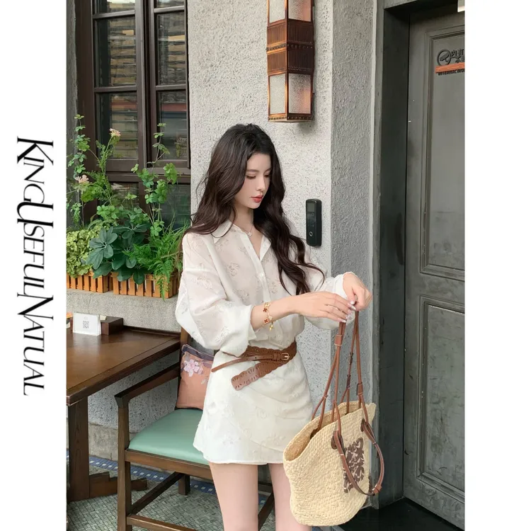 KUN【浮花裙】随心凹造型 重磅镂空花朵肌理包容衬衫白色短款连衣裙