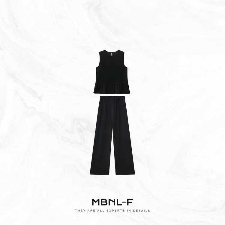 MBNL-F "精致春日" 极简荷叶边无袖背心套装 秦磊XM-XSY3080