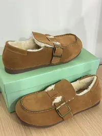 A10勃肯鞋女复古2025冬季一脚蹬豆豆鞋加绒保暖棉鞋