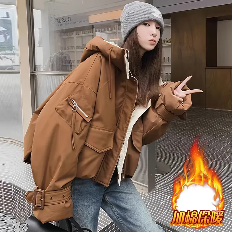时尚小个子棉服女款2025冬季新款减龄百搭宽松加厚派克服棉衣棉袄