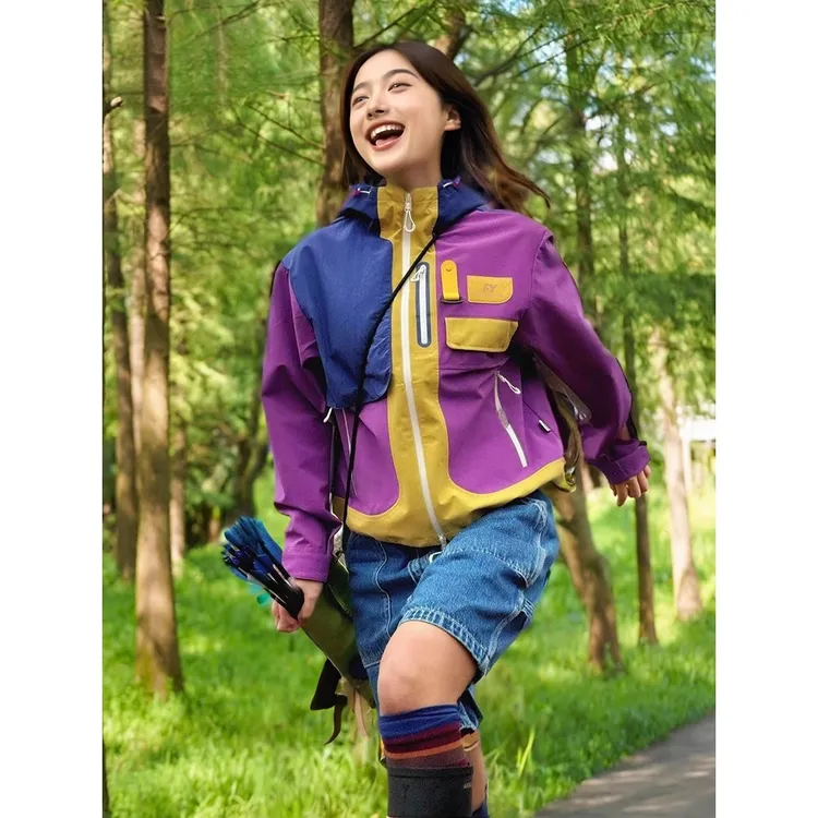 德国拼色女士2025新款美式三合一户外运动休闲登山服冲锋衣外套