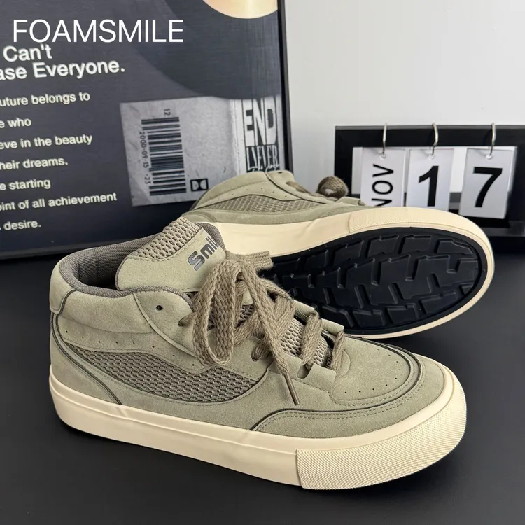 Foamsmile|  高帮冬季干净男鞋潮加绒2025学生运动潮流小众板鞋潮