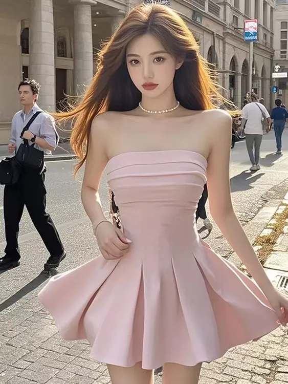 【KEKE】纯欲名媛气质吊带连衣裙女小个子收腰显瘦法式甜辣a字短裙