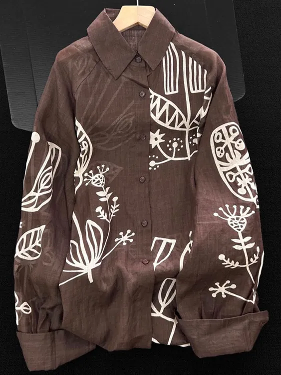 2025夏季独超好看特漂亮高级小众不撞款气质度假风咖色大码衬衫女