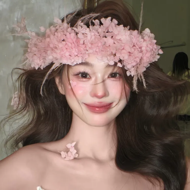 绣球花满天星可做头饰花环新娘饰品（干花易碎，介意勿拍）