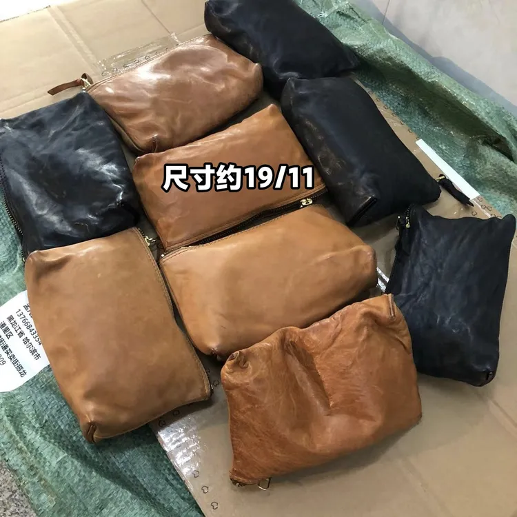 制道手工男士女士复古旧化洗水脏旧马皮手拿收纳包便携手机包