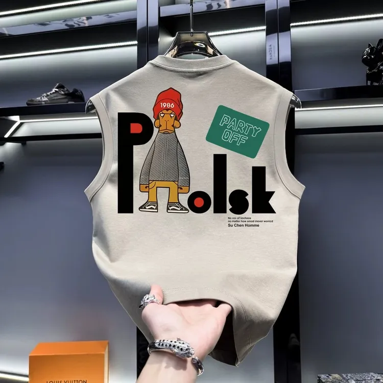 奥特莱斯~清仓捡漏潮流休闲百搭坎肩背心男夏季重磅纯棉无袖上衣