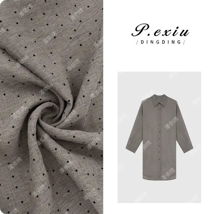 PanYiXiu/潘依绣慵懒风植绒波点设计感中长款衬衫 7081T