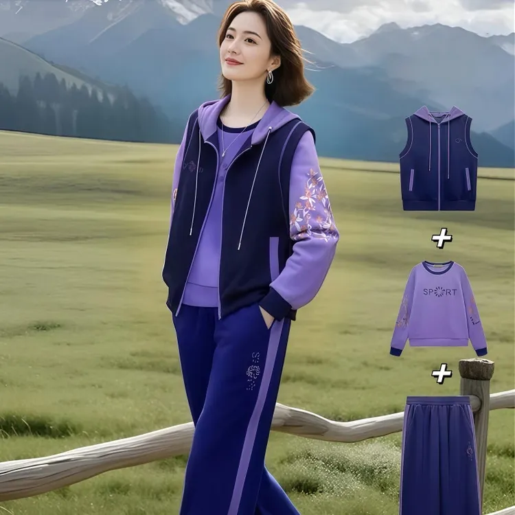 2025春秋新款气质套装女设计感洋气宽松上衣马甲裤子时髦三件套潮