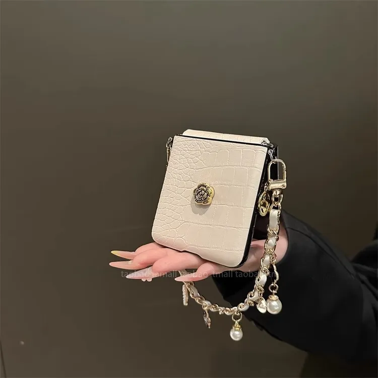 适用荣耀MagicVFlip2手机壳折叠屏小香风山茶花鳄鱼纹高级保护套 