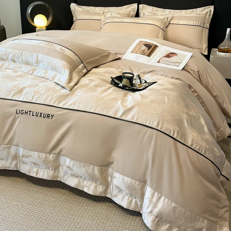高端主卧100支纯棉贡缎四件套100全棉床上床单被套轻奢套件