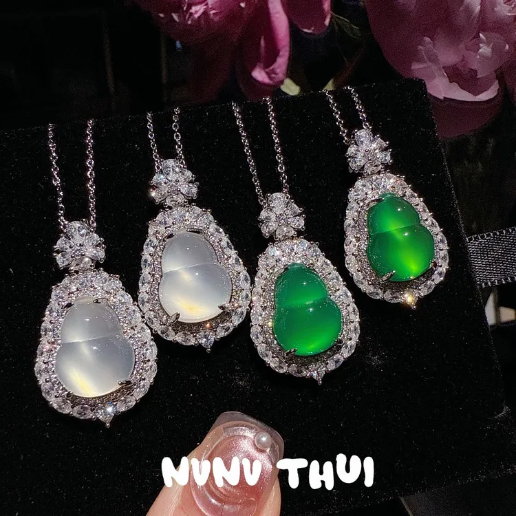 合金锆石项链 大葫芦精致百搭豪镶设计轻奢时尚满钻女士项链饰品