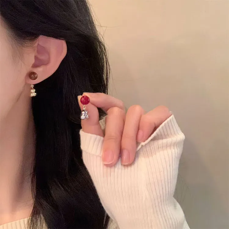 美拉德覆古金色葫芦耳环女轻奢高级感耳钉设计感小众独特耳饰7211